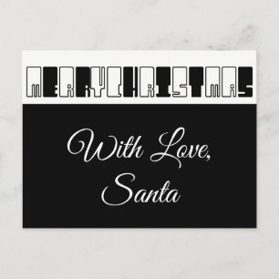Merry Christmas Piano Keyes Typografie Zwart Wit Feestdagenkaart