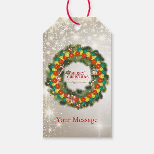 Merry Christmas Pickleball 1 Opties Cadeau Labels Cadeaulabel (Voorkant)