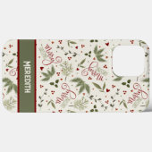 Merry Christmas Pine Berry Inspirivity Naam Case-Mate iPhone Case (Achterkant (horizontaal))
