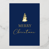 Merry Christmas Pine Company naam Blue Gold Folie Feestdagenkaart (Voorkant)