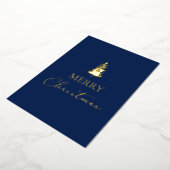 Merry Christmas Pine Company naam Blue Gold Folie Feestdagenkaart (Gedraaid)