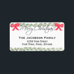 Merry Christmas Pine Garland Retouradres Etiket<br><div class="desc">Deze feestelijke vakantie retour adreslabels zijn voorzien van een leuk handgeschilderd ontwerp met dennen slingers,  bessen en strikken,  en fancy script belettering lezen: Vrolijk kerstfeest! Jouw namen en adres worden hieronder weergegeven. Geweldige manier om uw seizoensmailings feestelijker te maken!</div>