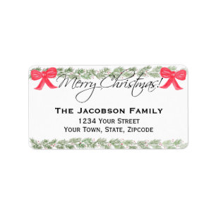 Merry Christmas Pine Garland Retouradres Etiket