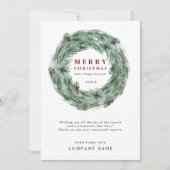 Merry Christmas Pine Krans Kaart met QR-code (Voorkant)