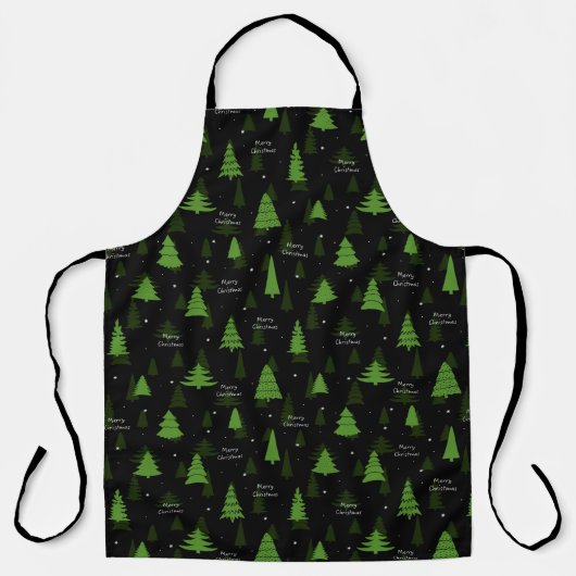 Merry Christmas Pine Tree Forest Black Xmas Schort (Voorkant)