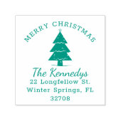 Merry Christmas Pine Tree Naam Retouradres Zelfinktende Stempel (Design)