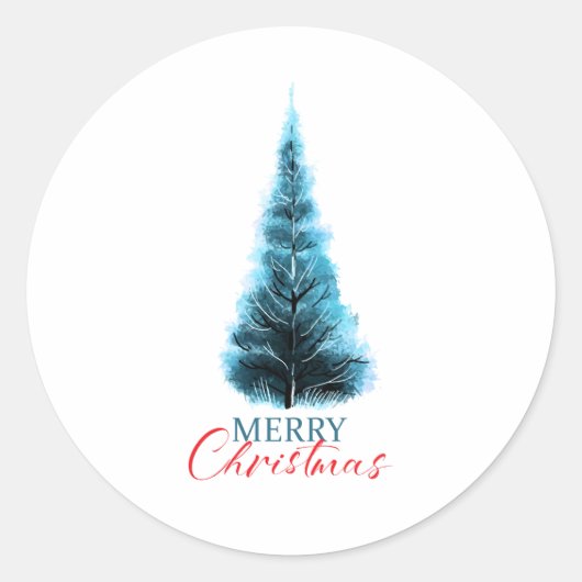 Merry Christmas pine tree Ronde Sticker (Voorkant)