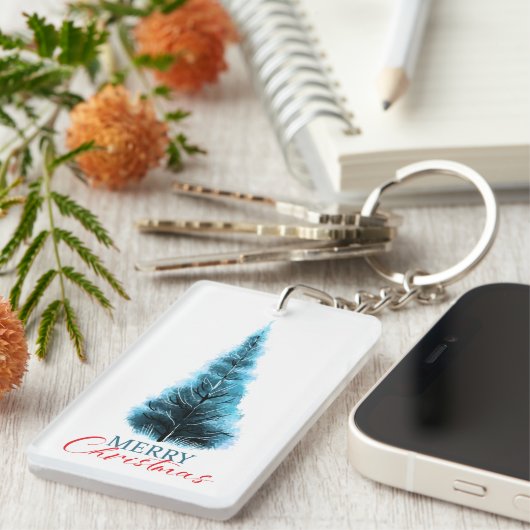 Merry Christmas pine tree Sleutelhanger (Voorkant Rechts)