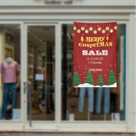 Merry Christmas Pine Tree Store Sale Advertenties Spandoek