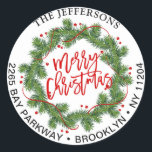 Merry Christmas Pine Wreath Return Adres Labels<br><div class="desc">Merry Christmas Pine Wreath Return adreslabels. Klik voor verdere aanpassingen op de link "Verder aanpassen" en gebruik onze ontwerptool om deze sjabloon aan te passen.</div>