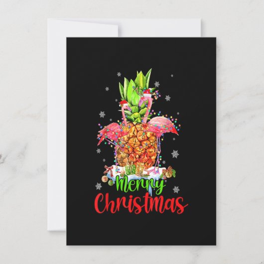 Merry Christmas Pineapple Flamingo Funny Xmas Kaart (Voorkant)