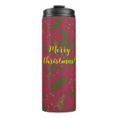Merry Christmas Pinecones & Sprigs Thermal Tumbler Thermosbeker (Voorkant)