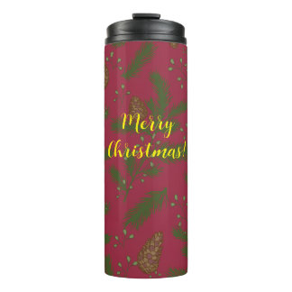 Merry Christmas Pinecones & Sprigs Thermal Tumbler Thermosbeker