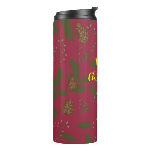 Merry Christmas Pinecones & Sprigs Thermal Tumbler Thermosbeker (Gedraaid links)