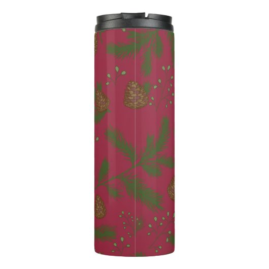 Merry Christmas Pinecones & Sprigs Thermal Tumbler Thermosbeker (Achterkant)