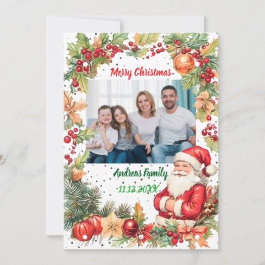 Merry Christmas Pineneedle Photo Feestdagenkaart (Voorkant)
