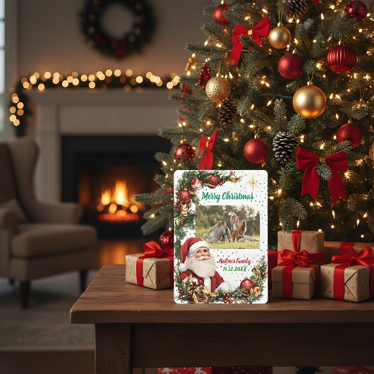 Merry Christmas Pineneedle Photo Feestdagenkaart