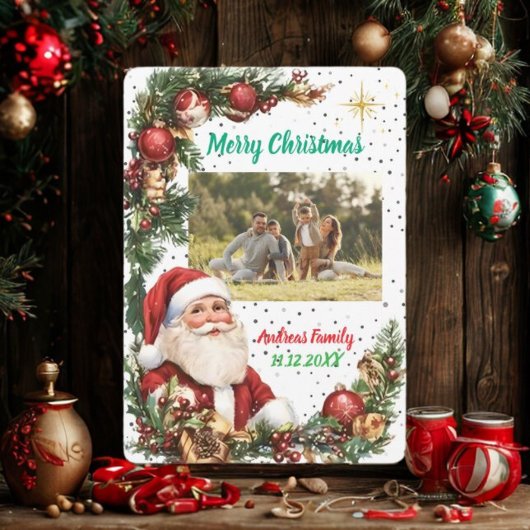 Merry Christmas Pineneedle Photo Feestdagenkaart