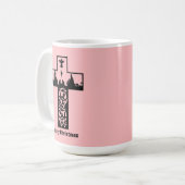 Merry Christmas Pink Cross | Geboorte Koffiemok (Voorkant links)
