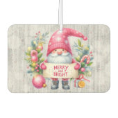 Merry Christmas Pink Gnome Glittery Luchtverfrisser (Voorkant)