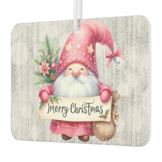 Merry Christmas Pink Gnome Glittery Luchtverfrisser (Links)
