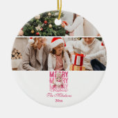 Merry Christmas Pink Nutcracker Family Photo Keramisch Ornament (Voorkant)