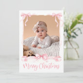 Merry Christmas pink Photo Card Feestdagenkaart (Staand voorkant)