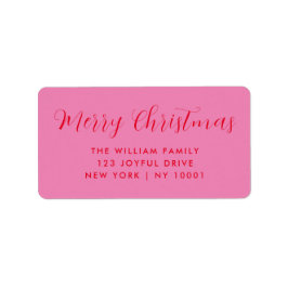 Merry Christmas Pink Red Typography Etiket