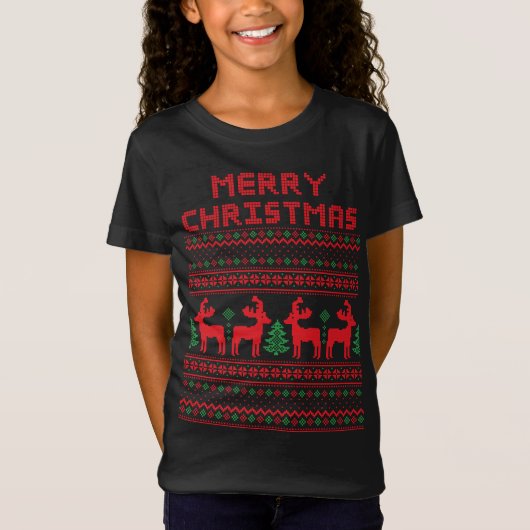 MERRY CHRISTMAS PIXEL ART STYLE T-Shirt (Voorkant)