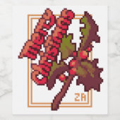 Merry Christmas pixel art Wijn Etiket (Enkel label)
