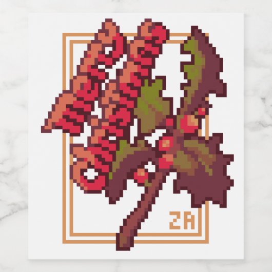 Merry Christmas pixel art Wijn Etiket (Enkel label)