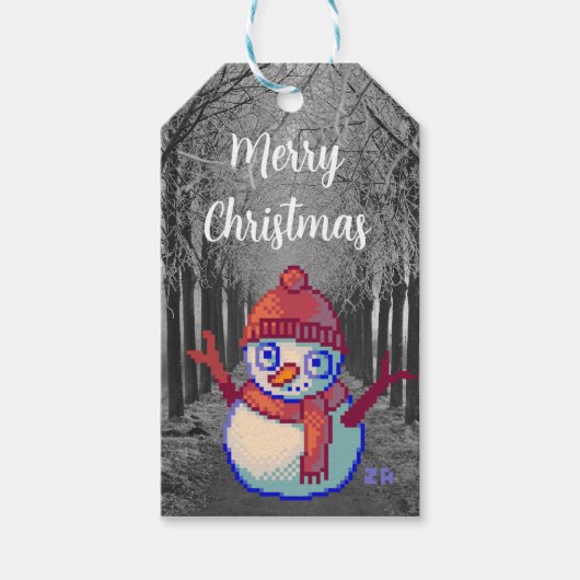 Merry Christmas pixelart, Pixel Art Cadeaulabel (Voorkant)