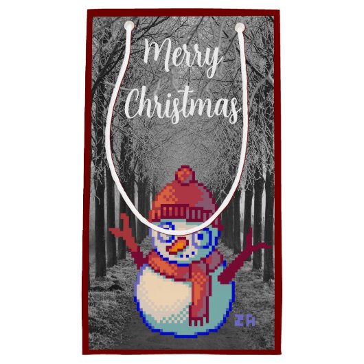 Merry Christmas pixelart, Pixel Art Klein Cadeauzakje (Voorkant)