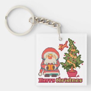 Merry Christmas Pixelart, Pixel Art  Sleutelhanger