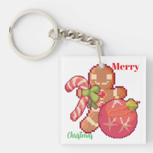 Merry Christmas Pixelart, Pixel Art  Sleutelhanger