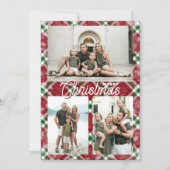 Merry Christmas Plaid 3 Photo Collage Feestdagenkaart (Voorkant)