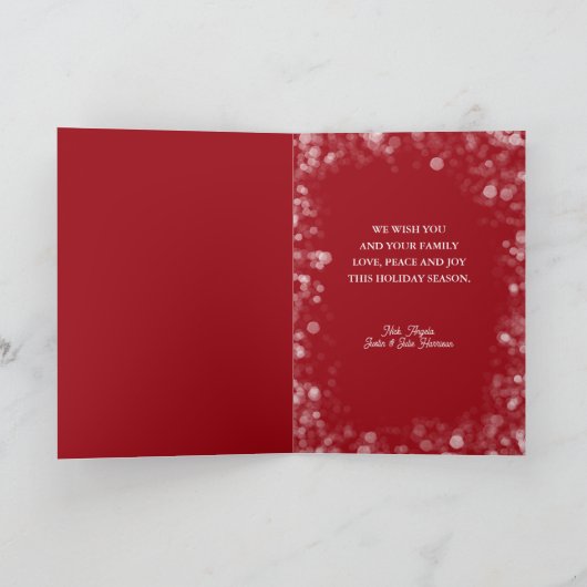 Merry Christmas Plaid 3 Photo Folded Feestdagen Kaart (Binnen)