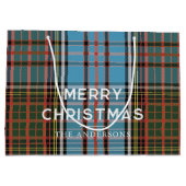 Merry Christmas Plaid Feestdagen Anderson Tartan Groot Cadeauzakje (Achterkant)