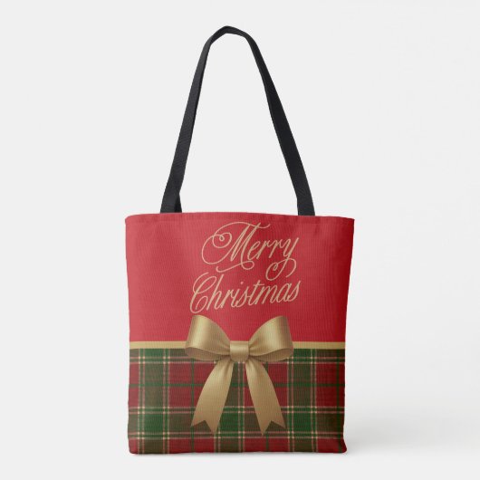 Merry Christmas Plaid Gift Tote Bag (Achterkant)