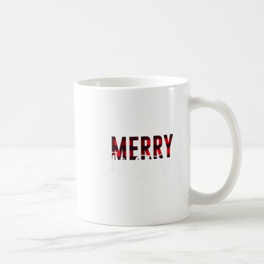 Merry Christmas Plaid Graphic Christmas Letter Pri Koffiemok (Rechts)
