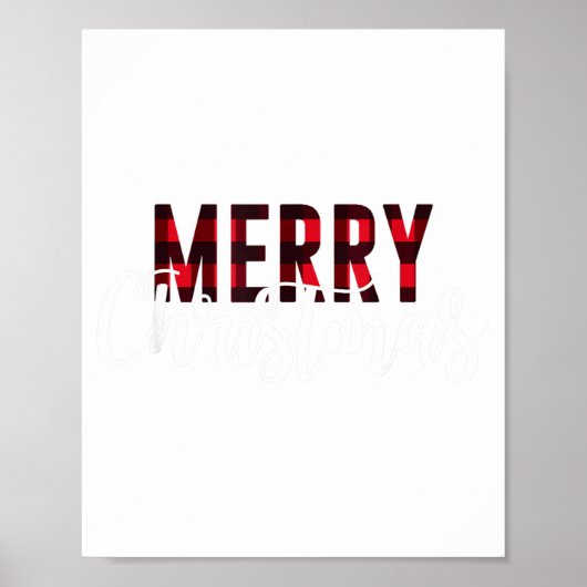 Merry Christmas Plaid Graphic Christmas Letter Pri Poster (Voorkant)
