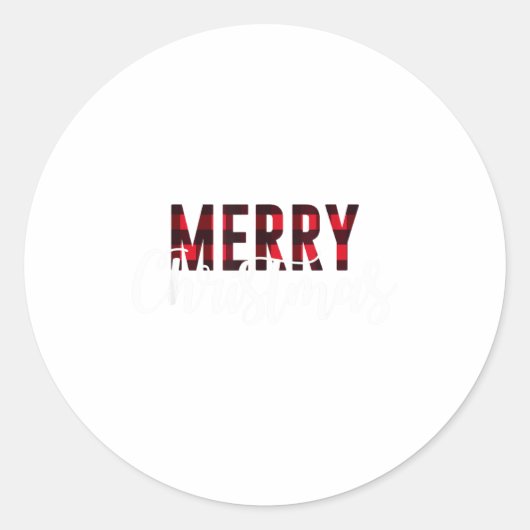 Merry Christmas Plaid Graphic Christmas Letter Pri Ronde Sticker (Voorkant)