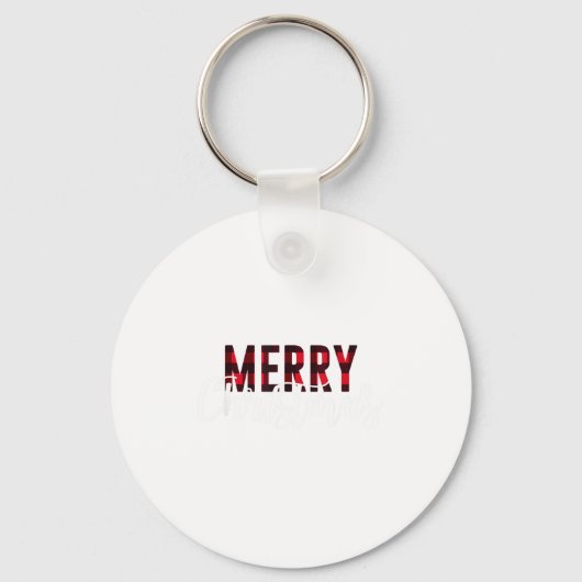 Merry Christmas Plaid Graphic Christmas Letter Pri Sleutelhanger (Voorkant)