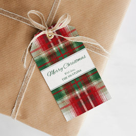 Merry Christmas Plaid Holiday Gift Tag Cadeaulabel