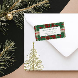 Merry Christmas Plaid Holiday Return Address Label