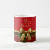 Merry Christmas Plaid Mug with Gold Bow Koffiemok (Center)