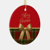 Merry Christmas Plaid Ornament with Gold Bow (Rechts)