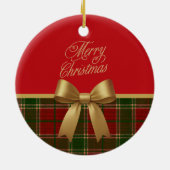 Merry Christmas Plaid Ornament with Gold Bow (Achterkant)