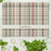 Merry Christmas Plaid - rustic green red ivory Theedoek (Gevouwen)