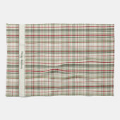 Merry Christmas Plaid - rustic green red ivory Theedoek (Horizontaal)